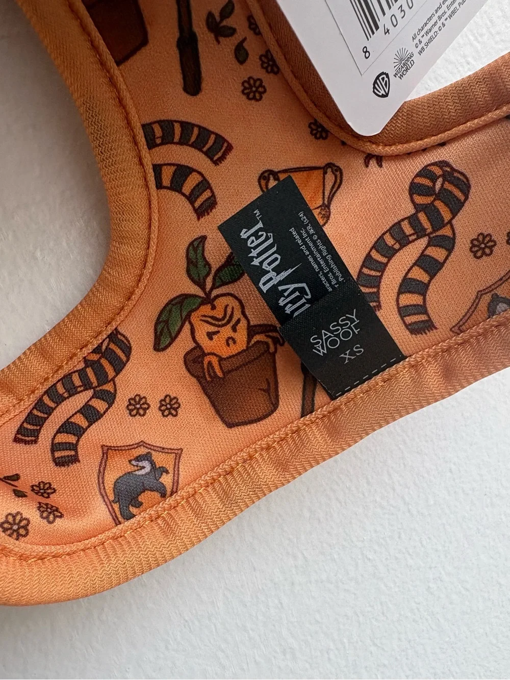 Harry Potter X Sassy Woof Hufflepuff Orange Dog Harness XS